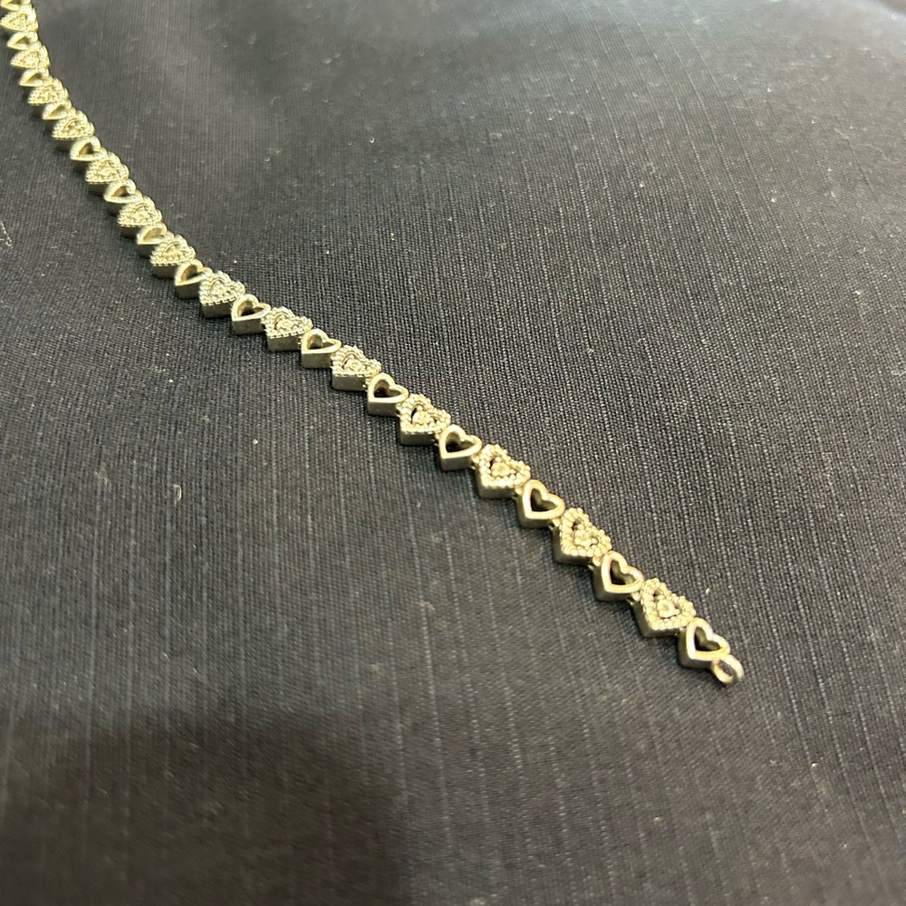 Silver  Heart Bracelet with diamonds